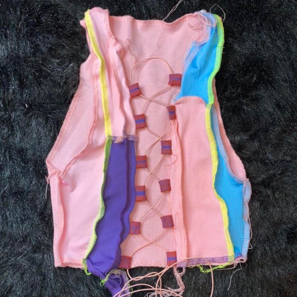 Colorful lace up top 💕